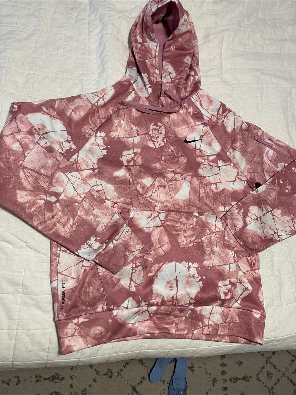 Nike Pink White Tie-Dye Pullover Hoodie
